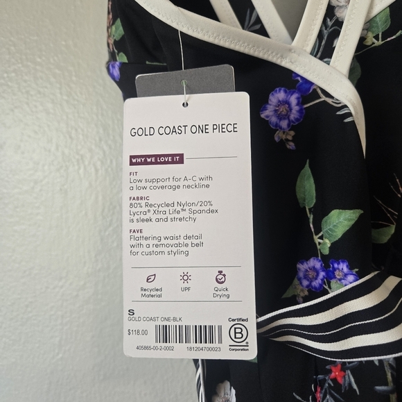 NWT Athleta Printed Floral Gold Coast One Piece Belted Swimsuit Size Small - Picture 5 of 5